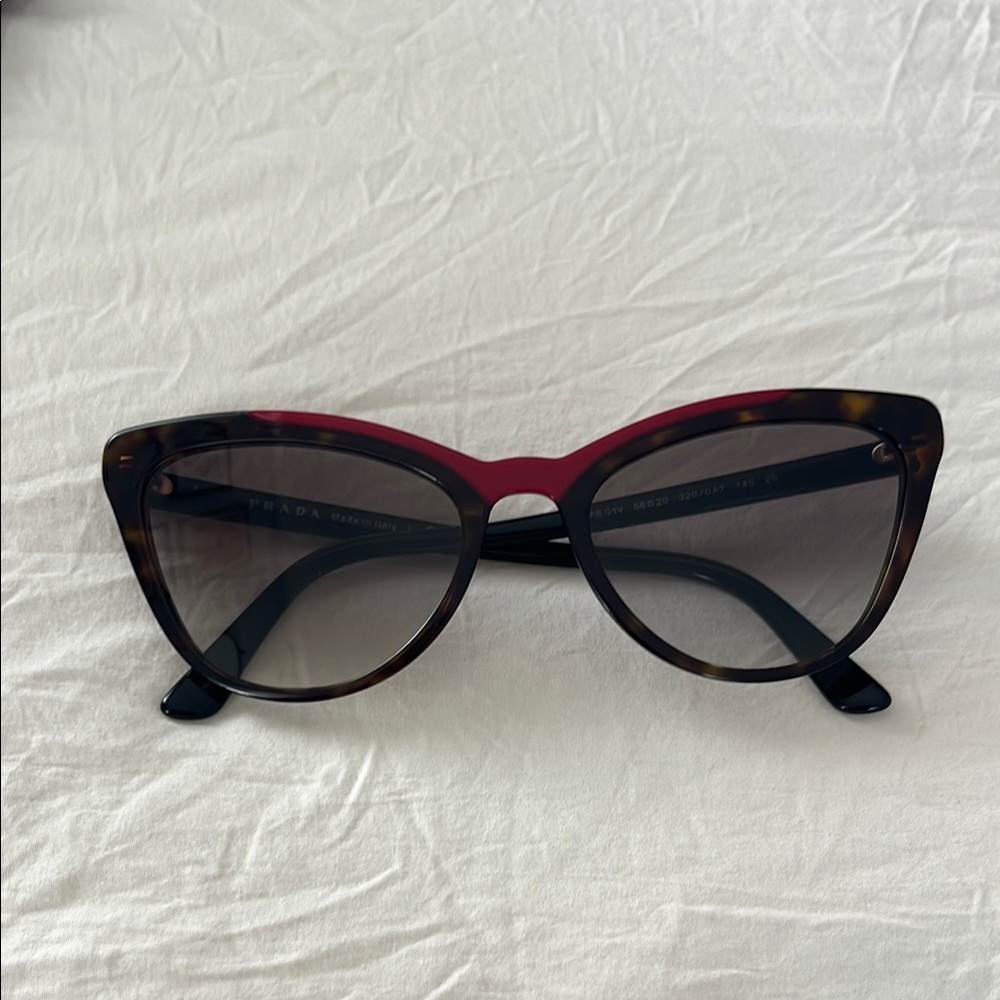 Prada Red and Brown Cat-Eye Sunglasses
